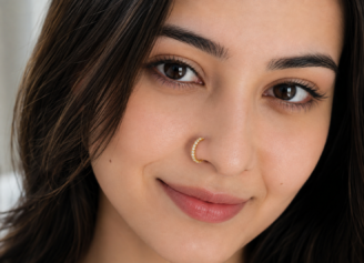 Titanium stone nose ring