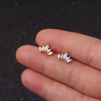 Marquise Crystal Ear Climber Studs