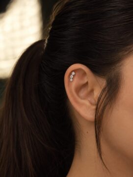 Titanium Triple Stone Helix Earrings – Pair